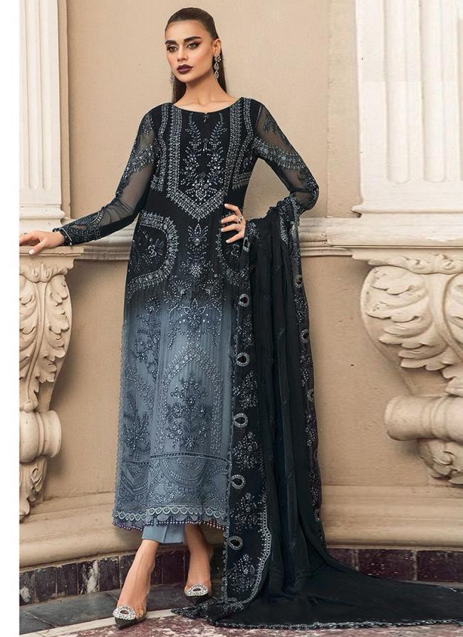 Organza Black Eid Wear Embroidery Work Pakistani Suit